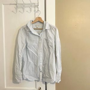 Banana republic button down blue and white stripe cotton blouse.